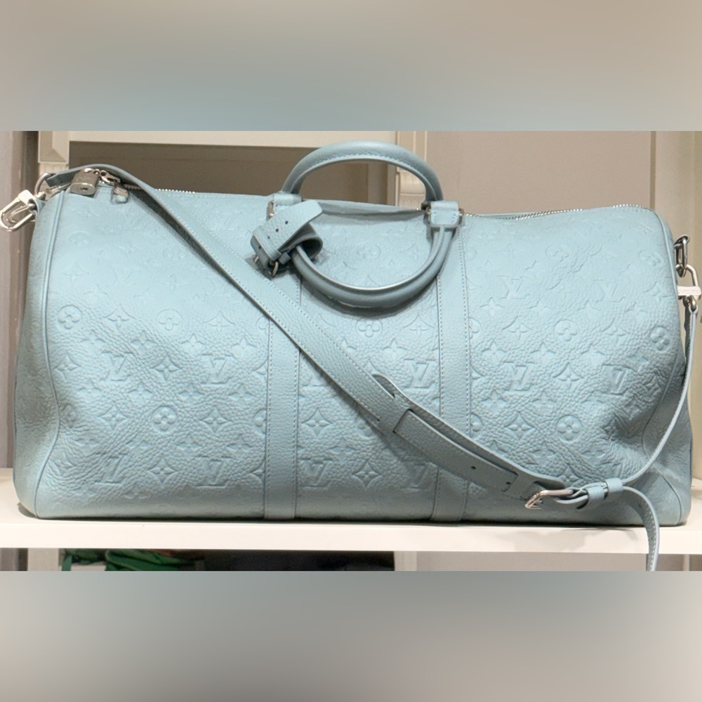 Louis Vuitton blue green Keepall Bandoulière 50